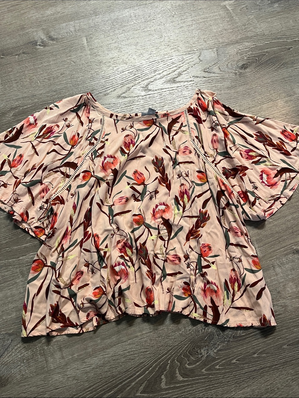 Ava & Viv Pink Floral Short Sleeve Tunic